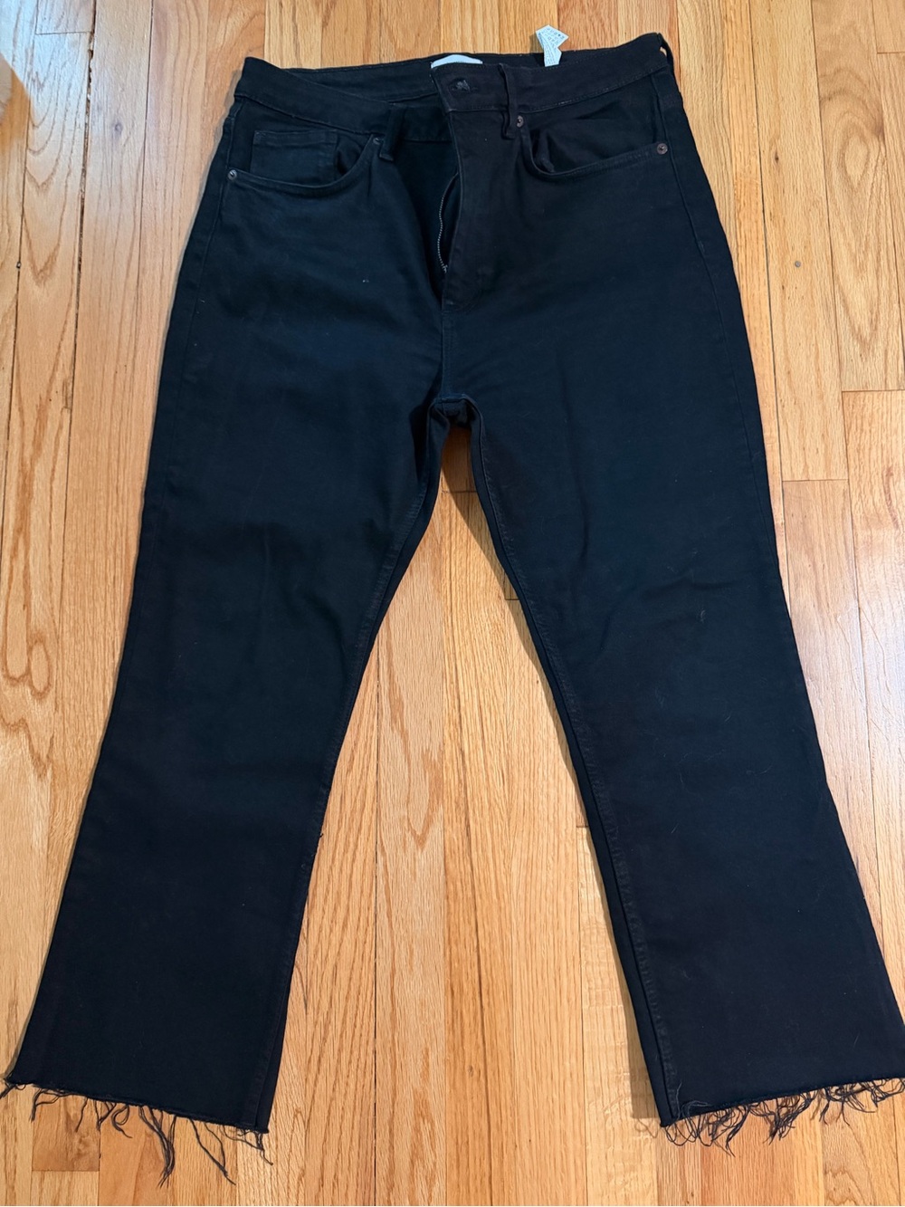 Zara Black High-Rise Jeans with Button Detail